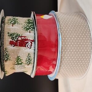 3 Rolls Holiday Kirkland Wire-edged Ribbon, 140 yards approx total